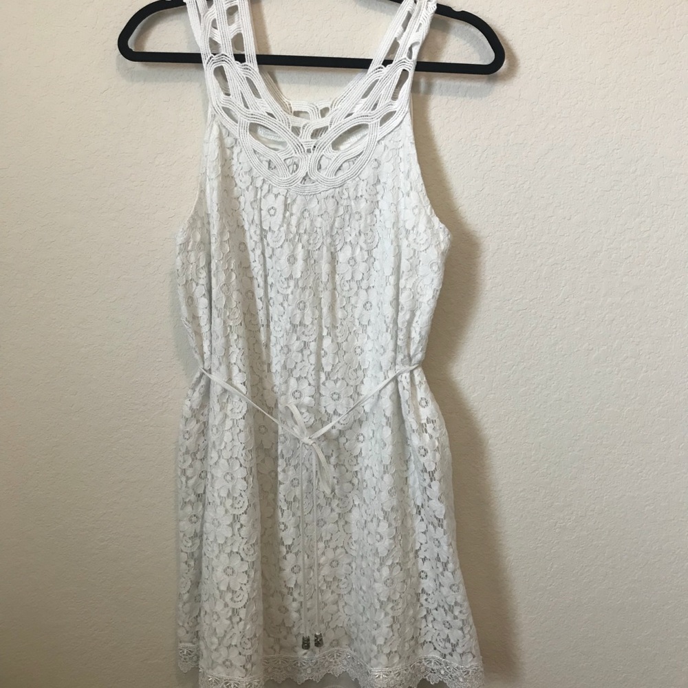 white crochet hem laces dress